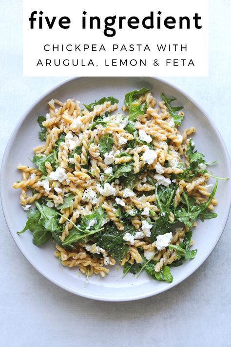 Pasta With Arugula, Pasta With Lemon, Arugula Pasta, Feta Recipe, Arugula Recipes, Chickpea Pasta, One Pot Dinners, Feta Pasta, Healthy Pasta Recipes