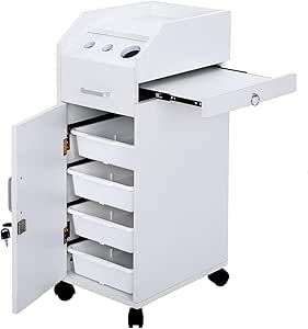 Pvillez Salon Stations for Hair Stylist, Salon Cart with Wheels, Salon Trolley Cart with 2 Drawers, 3 Hair Dryer Holders,1 Lockable Cabinet & Silde Tray, Rolling Salon Cart for Barber Station, White Cart For Hair Salon, Hair Stylist Rolling Cart, Tool Box Salon Station, Hairdressing Trolley, Salon Cart, Salon Trolley, Really Useful Boxes® 8 Drawer Rolling Cart, Salon Stations, Trolley Cart