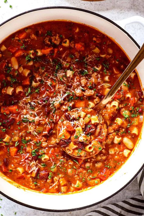 Pasta Fagioli Soup - Carlsbad Cravings Carlsbad Cravings Soup, Pasta De Figoli Soup, Pasta Fagoli Recipes, Pasta Fagoli Soup, Pasta Fagoli, Italian Soups, Pasta Fagioli Soup Recipe, Pasta Fazool, Cravings Recipes