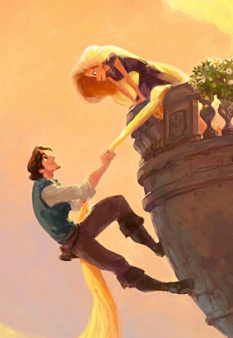 Eugene & Rapunzel- Let Down Your Hair Rapunzel And Flynn, Rapunzel And Eugene, Disney Princess Movies, Tangled Rapunzel, Disney Tangled, Disney Couples, Princess Art, Zootopia, The Tower