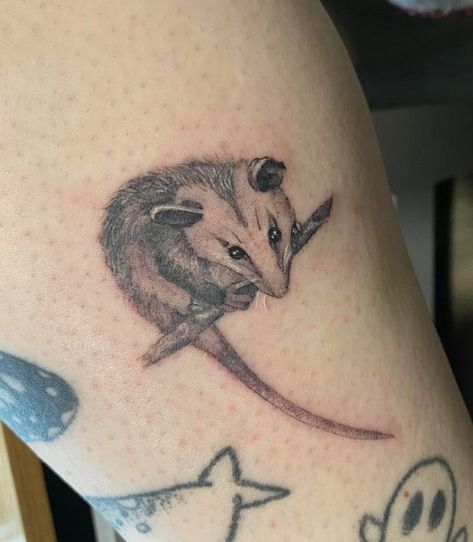 Cute Opossum Tattoo, Possum Tattoo Simple, Possum Tattoo, Opossum Tattoo, Possum Art, Cute Possum, Bff Tats, Mum Tattoo, Animal Skeleton