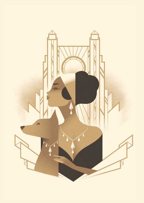 Studio City on Behance Art Deco Figure Illustration, Art Deco Character Design, Art Deco Illustration Graphics, 1920s Art Deco Posters, Art Deco Posters Illustrations, Art Deco People, Mads Berg, Vintage Fashion Illustration, Art Deco City