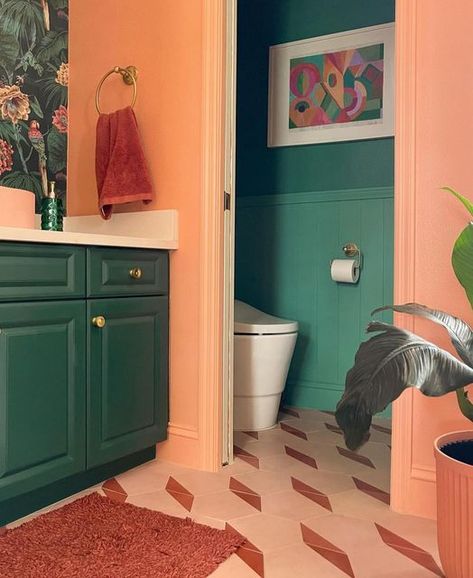 🌿Jungalow® on Instagram: "Whew! This bathroom makeover from @mycolorfulfloridise is giving us all the colorful, jungalicious feels! 🙌🏽👏🏽🤩" Target Jungalow, Colorful Bathroom, Inspiration Bathroom, Flat Ideas, January 19, Bathroom Colors, Bathroom Cabinets, Home Reno, Bathroom Makeover