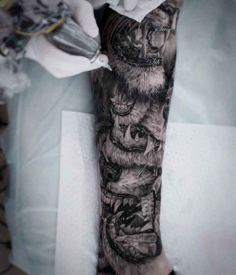 tattoo sleeve lion jaws Jaws Tattoo, Alexander Suvorov, Lion Sleeve, Tattoo Pics, Best Tattoo Ideas, Octopus Tattoo, Lion Tattoo, Best Tattoo, Blackwork Tattoo