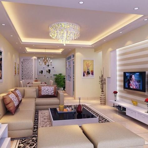 6 Smart Living Room Lighting Design Ideas Cove Lighting Design, Simple Ceiling Design, Ceilings Design, False Ceiling Living Room, House Ceiling Design, Ceiling Design Living Room, Plaster Ceiling, Wallpaper Furniture, Small Living Room Decor