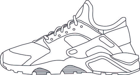 Trainer outline Trainer Template, Shoe Outline, Cardboard Shoes, Shoe Template, Art Shoes, Outline Illustration, Sneaker Design, Art Class Ideas, Shoes Drawing