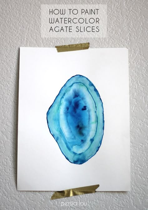 How to Paint Watercolor Agate Slices,  Delineateyourdwelling.com Watercolor Art Face, Watercolor Art Diy, Watercolor Art Landscape, Watercolor Art Journal, Agate Slices, Watercolor Art Paintings, Cactus Painting, Paint Watercolor, Contour Drawing