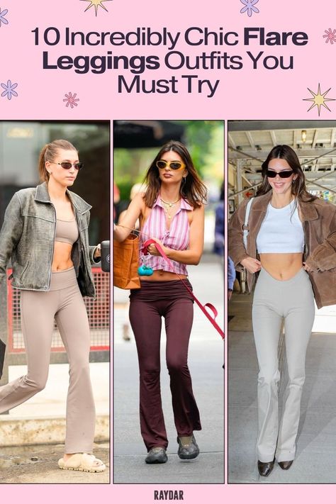 Flare leggings might just be the best wardrobe staple. To prove it, we've put together 10 outfit ideas that'll show you exactly how to style them for anything on your agenda. Style Flair Leggings, Flared Legging Outfit, Flair Leggings Outfit, Flare Legging, Leggings Outfits, Flared Leggings, The 2000s, Flare Leggings, Outfits With Leggings