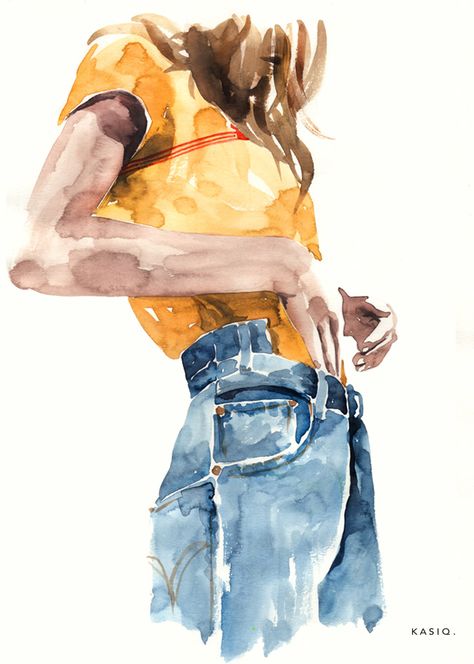 FASHION ILLUSTRATION on Behance Kasiq Jungwoo, Watercolor Fashion, Fashion Sketch, 수채화 그림, Sketchbook Inspiration, Watercolor On Paper, Art Watercolor, Girl Drawing, Fashion Sketches