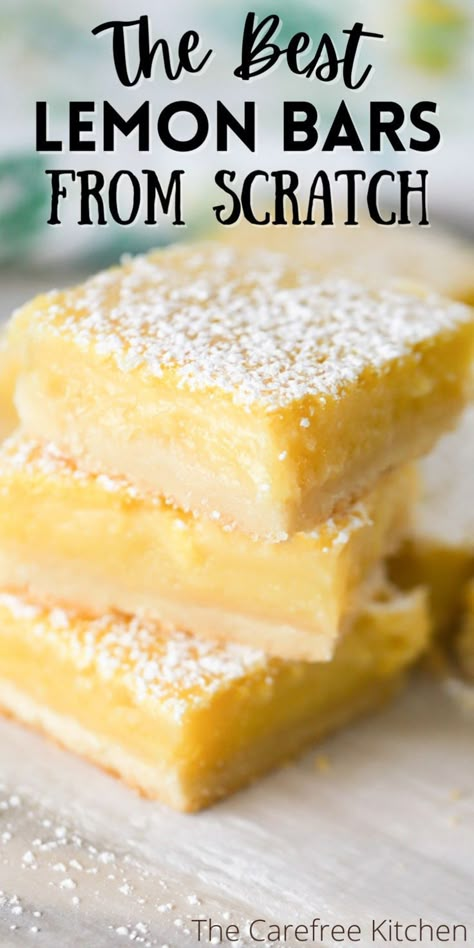 how to make the best homemade lemon squares, lemon bars with shortbread crust recipe. Sunny Anderson Lemon Bars, Lemon Lime Bars, Lemon Ricotta Bars, Easy Lemon Bar Recipe, Best Lemon Bar Recipe, Mini Lemon Bar Bites, Desserts To Make With Lemons, Lemon Bar Recipe Easy, Meyer Lemon Bars Recipe