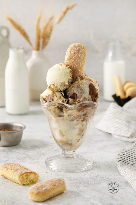 Easy Tiramisu Ice Cream Recipe - Ice Cream From Scratch Tiramisu Ice Cream Recipe, Stillife Photography, Tiramisu Ice Cream, Ice Cream From Scratch, Malt Recipe, Chunky Monkey Ice Cream, Cookie Monster Ice Cream, Homemade Ice Cream Recipe, Homemade Tiramisu