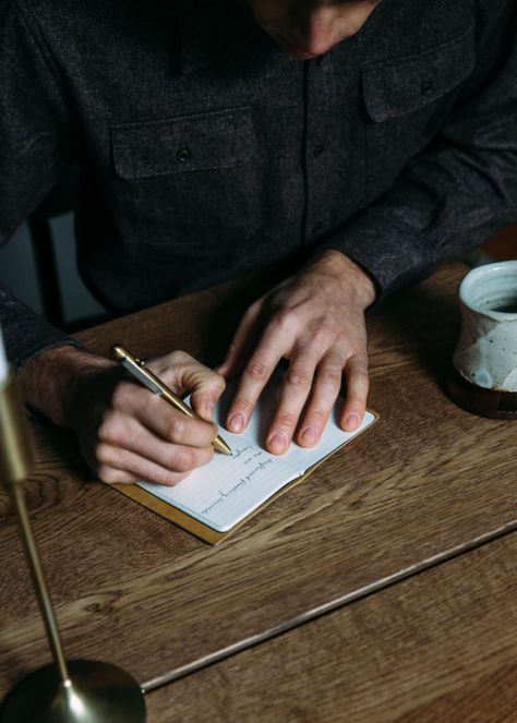 Man Writing Aesthetic, Entrepreneur Photography, Holding Pen, Chair Photography, A6 Notebook, Writing Therapy, Still Life Photos, Coffee Photos, Draw On Photos