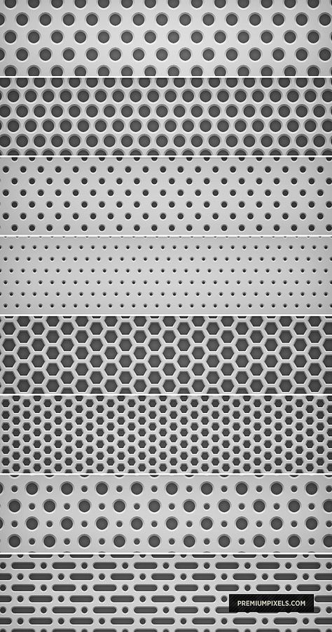 8 Seamless "Light Metal Grid" Patterns Perforated Metal Panel, Metal Facade, Grid Patterns, Metal Grid, Metal Screen, Perforated Metal, Material Textures, Railing Design, Metal Texture