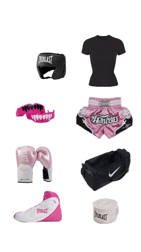 Kickboxing Outfit, Kickboxing Women, Boxer Aesthetic, Boxing Training Workout, Boxing Clothes, Trening Sztuk Walki, Gym Bag Essentials, Volleyball Inspiration, Gym Accessories