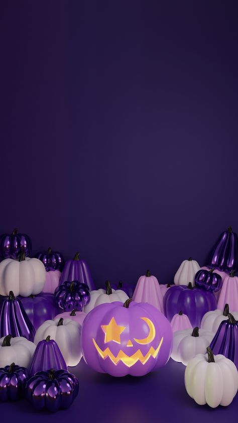 "🎃🌙 Casting a spell of creativity with Blender! Behold this mesmerizing Purple Halloween pumpkin, its eyes adorned with stars and moons, at the heart of a magical gathering. #3DBlenderArt #PurplePumpkin #HalloweenMagic #3DRender #DigitalArt #FantasyArt #PumpkinArt #SpookySeason #MoonAndStars #PurpleAesthetic #CreativeIllustration #EnchantedPumpkins" #HalloweenWallpaper Halloween Purple Decorations, Halloween Wallpaper Cute Iphone Aesthetic, Purple Pumpkin Ideas, Purple Halloween Wallpaper Iphone, Purple Backgrounds Aesthetic, Purple Halloween Wallpaper, Purple Skittles, Bali Nails, Cutesy Wallpaper