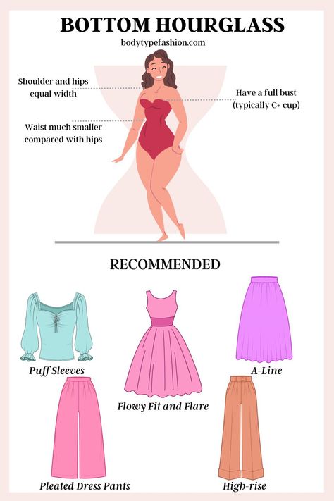 Aesthetic Outfits For Hourglass Shape, Clothes For Curvy Hourglass Shape, Long Skirt For Hourglass Shape, Dresses For An Hourglass Shape, How To Dress For Bottom Hourglass Shape, Hour Glass Body Outfits Aesthetic, Hour Body Shape, Hourglass Clothing Guide, Hourglass Dress Aesthetic