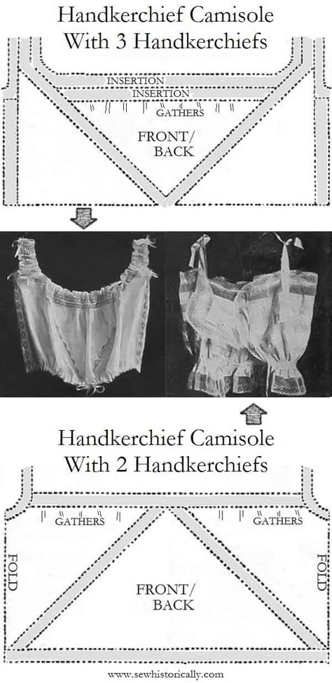 Historical Clothing Patterns, Camisole Pattern, Lingerie Patterns, Patron Vintage, Lace Handkerchief, Diy Sewing Clothes, Edwardian Fashion, Historical Clothing, Sewing Patterns Free