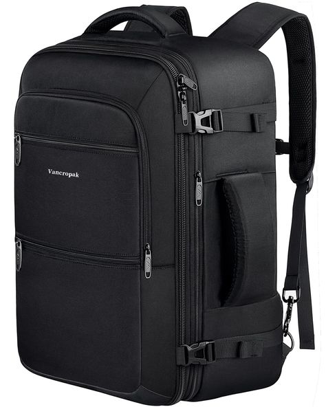 PRICES MAY VARY. Expandable & Large Capacity: This large travel backpack with an expandable design gives you a greater capacity of up to 35 L. Unzipping to get larger storage space, you can easily fit 3-5 days travel gears. The carry on backpack meets the maximum size allowed by IATA flights, can be fitted overhead and under-seat, is ideal for a weekend trip, business trip. The TSA 180 degree zipper closure helps you go through the security check quickly Convenient Design: This carry on travel b Best Carry On Backpack, Business Travel Backpack, Mens Weekend Bag, Carry On Backpack, Large Backpack Travel, Suitcase Backpack, Large Luggage, Business Backpack, Mens Travel Bag