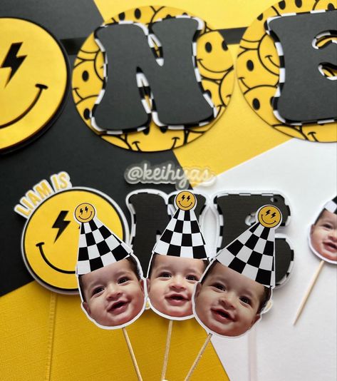 One Cool Dude First Birthday Party Ideas, One Happy Dude Birthday Centerpiece, Smiley Face Birthday Party Favors, One Happy Dude Nails, One Happy Dude Birthday Cupcakes, One Happy Dude Centerpiece Ideas, One Cool Dude Smash Cake, One Happy Dude Decorations, First Birthday One Happy Dude