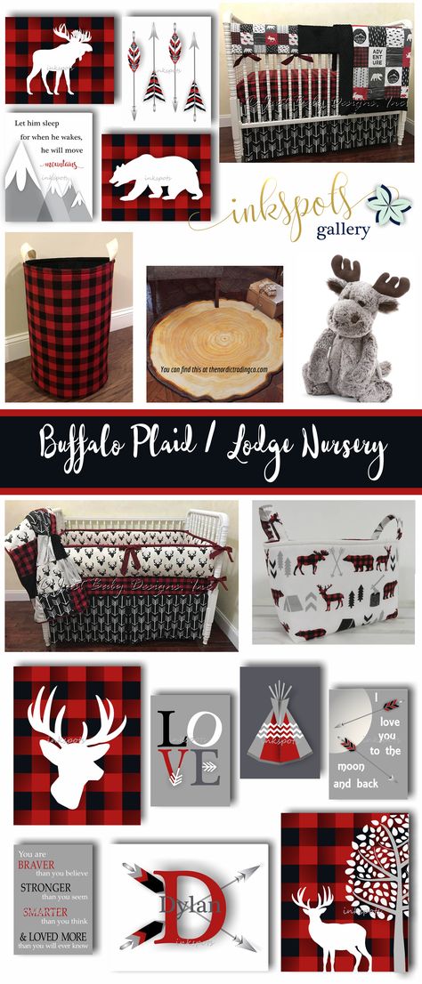 buffalo plaid! Create a homey nursery for your little Lumberjack with some of these warm and snuggly nursery ideas. Customized print collections @etsy.com/shop/inkspotsgallery?ref=seller-platform-mcnav&search_query=buffalo+plaid. Buffalo plaid nursery bedding; Ideas For A Buffalo Plaid Nursery; baby room ideas; nursery ideas; buffalo check decor; nursery inspiration; #buffaloplaid #buffalocheckdecor #babyroomdecor #nurseryideas #farmhousestyle #farmhousenurserydecor Lodge Nursery, Buffalo Plaid Nursery, Lumberjack Nursery, Plaid Nursery, Shower Bebe, Baby Arrival, Baby Bedroom, Baby Boy Rooms, Trendy Baby