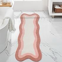 Aesthetic Bathtub, Pink Bathroom Rugs, Long Bathroom Rugs, Bathroom Cute, Long Bathroom, Bathroom Runner, Bathroom Runner Rug, Bath Sink, Rug For Bathroom