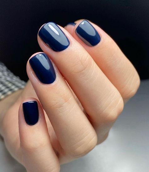 Marine Blue Nails, Indigo Blue Nails, Natural Nails Winter, Dark Navy Nails, Navy Blue Nail Polish, Marine Nails, Neutral Nails Acrylic, Nail Polish Shades, Dark Blue Nails