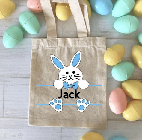 Canvas Bags Diy, Prek Ideas, Easter Totes, Canvas Bag Diy, Personalized Canvas, Boys Easter, Personalized Easter, Bag Canvas, Favor Bags