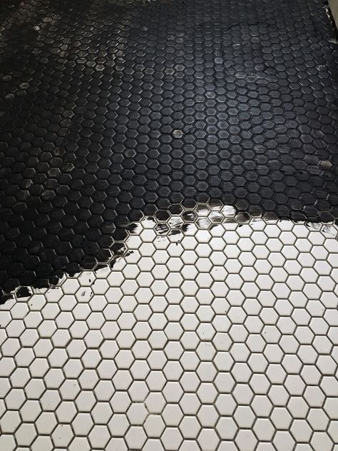 White Tile Charcoal Grout Bathroom, Black Tile Gray Grout, White Hexagon Tile With Black Grout, White Hex Tile Black Grout, White Tile Black Grout Bathroom Floor, Bathroom Tile Black Grout, Black Hex Floor Bathroom, White Honeycomb Tile Bathroom, White Tile Black Grout Floor