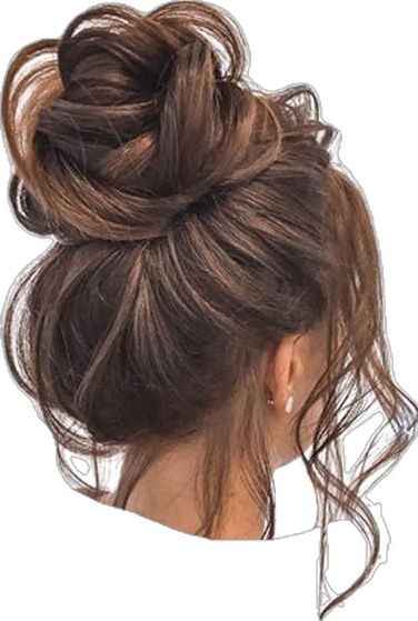 Brown Hair Bun, Cute Updos, Scrunchie Updo, Hair Messy Bun, Bun Extensions, Cinnamon Hair Colors, Fashion Teenage School, Messy Hair Bun, Cinnamon Hair