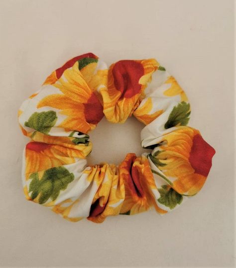 Sunflower Scrunchie, Sunflower Hair, Flower Scrunchie, Handmade Sunflower, Fabric Hair Bows, Pick 3, Hair Scrunchies, Unique Hairstyles, Small Hands