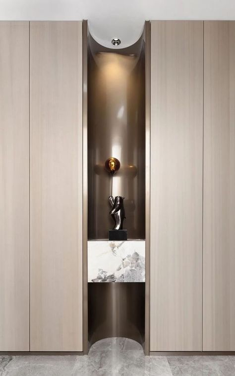 Wall Niches, Niche Modern, Wall Niche, Foyer Design, Lobby Design, Home Decoration Ideas, Interior Wall Design, Home Entrance Decor, Residential Interior