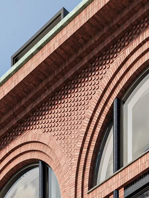 Interesting Brick Facade, Brick Crafts, Classical Building, Brick Works, Brick Detail, Facade Material, Brick Arch, Sacred Architecture, Tower House