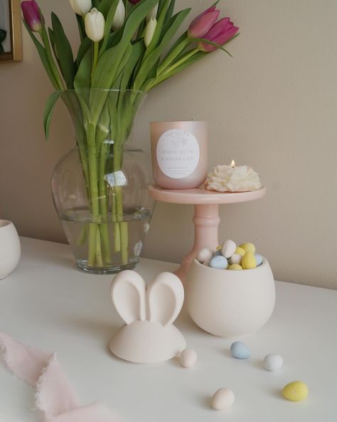 After the stone bunny candle burns out, repurpose it to store your favourite Easter treats! Sealed with a food-grade waterproof sealant, these jars are perfect for enjoying Easter for years to come. What's your favourite Easter treat? #easterdecor #jesmonitehomeware #candlemaker #bunny Bunny Candle, Waterproof Sealant, Candle Maker, Rose Candle, Easter Treats, The Stone, Burning Candle, Repurpose, Food Grade