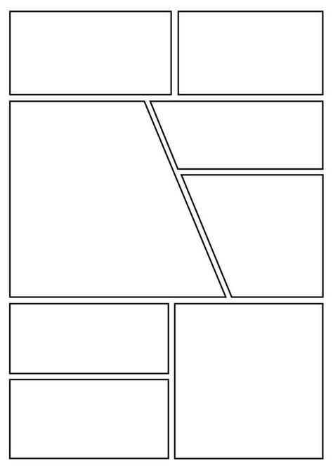 Manga storyboard layout A4 template for rapidly create papers and comic book style page 22 Comic Book Page Layout, Manga Page Layout, Manga Template Layout, Manga Panel Template, Manga Page Reference, Comic Layout Template, Webcomic Tutorial, Comic Help, Manga Storyboard