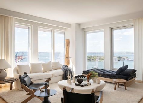 Tour the Ultimate Brooklyn Home Featuring Stunning Waterfront Views | Architectural Digest Nyc Condo, Family Friendly Living Room, Brooklyn Home, Custom Bunk Beds, Midcentury House, Malibu Home, High Rise Apartments, Brooklyn Apartment, Condo Interior