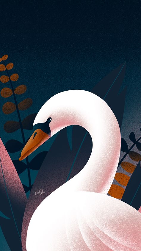 Swan Wallpaper, Procreate Ipad Art, Abstract Wallpaper Backgrounds, Conceptual Illustration, Cute Pastel Wallpaper, Ipad Art, Nature Illustration, Flat Illustration, Animal Wallpaper