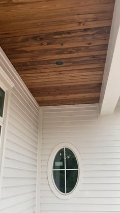 Farmhouse porch Cypress ceiling Cypress Ceiling, Patio Ceiling Ideas, Modern Farmhouse Porch, Groove Ceiling, Wood Plank Ceiling, Porch Wood, Front Porch Makeover, Modern Porch, Porch Remodel