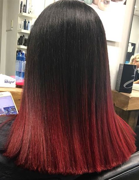 20 Radical Styling Ideas For Your Red Ombre Hair Hair Tip Dye Ideas, Red Ombre On Black Hair, Brown Into Red Ombre, Brown Hair With Red Tips Dip Dye, Red Tips On Brown Hair, Ombre Hair Color Red, Red Ombre Hair Color For Brunettes, Hair Ombre Ideas, Red Dip Dye Hair