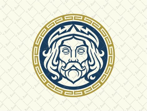 Jupiter Logo, Beard Logo Design, Zeus Jupiter, Titan Logo, Coral Draw, Procreate Ipad Tutorials, Greek Pattern, Ancient Greek Art, Logo Shapes