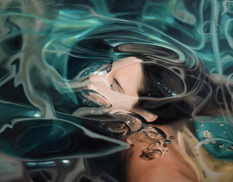 underwater paintings by Reisha Perlmutter 7 (1) Reisha Perlmutter, Water Artists, Underwater Portrait, Underwater Painting, Realistic Oil Painting, Underwater Art, Figurative Artists, Large Canvas Wall Art, Realistic Paintings