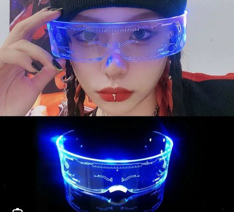 Led Visor Glasses, Glasses Futuristic, Space Glasses, Cyberpunk Glasses, Futuristic Glasses, Sci Fi Outfit, Glowing Glasses, Visor Glasses, Led Glasses