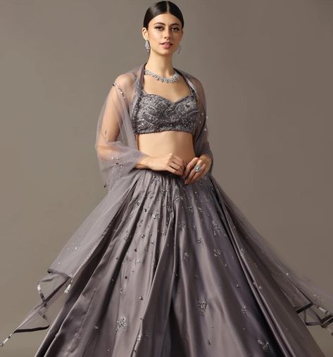 Own the night in this luxe grey lehenga, crafted to sparkle at every step ✨ Grey Lehenga, Night In, Lehenga, Sparkle, Grey, Quick Saves, Instagram