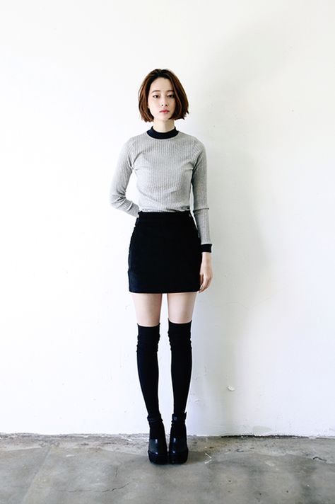 Imgur: The most awesome images on the Internet. Socks Outfit, Outfit Trends, Looks Style, Mode Inspiration, Asian Fashion, Look Fashion, Knee High, High Fashion, Korean Fashion