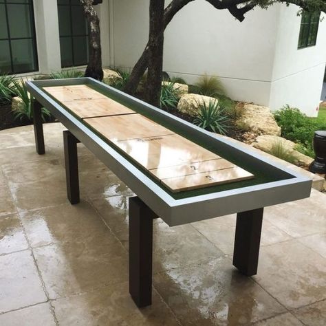 Shuffleboard Table - Hammerly Outdoor Shuffleboard, Shuffleboard Tables, Shuffleboard Table, Pallet Furniture Outdoor, Backyard Fun, Outdoor Games, Diy Table, Outdoor Projects, Diy Outdoor