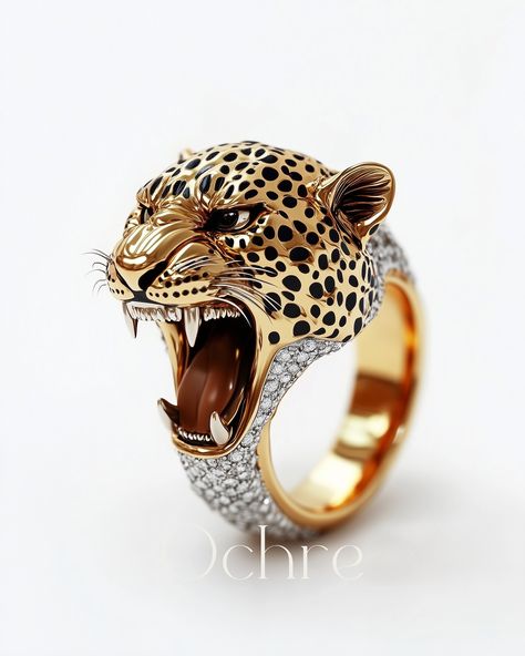 Bold. Fierce. Unmatched. 🐆✨ Presenting our AI-designed leopard-themed ring for men, crafted with precision and adorned with a striking diamond setting. A perfect blend of strength and luxury, this piece speaks to the untamed spirit within. 💎 Men’s luxury jewelry 💎 AI-powered design 💎 Wild elegance #LeopardRing #MensDiamondJewelry #AIDesignedJewelry #LuxuryRedefined #aifashion #aiart #ochreai Lion Rings For Men Gold, Ford Bronco Concept, Ring For Men Gold, Antique Mens Rings, Bronco Concept, Pearls Accessories, 3d Ring, Panther Jewelry, Jewellery Designing