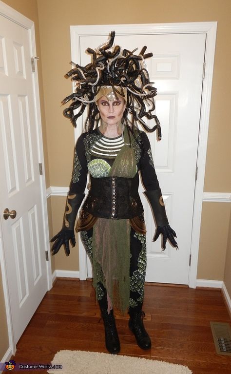 Lori: I, myself, am wearing the costume. I did an extensive search on Google for adult costumes, couples costumes, character costumes, super hero's etc. and came across Medusa costumes. I was... Best Medusa Costume, Homemade Medusa Costume, Scary Medusa Costume, Medusa Wig Diy, Diy Medusa Costume Dresses, Medusa Halloween Costumes, Medusa Couple Costume, Medusa Diy Costume, Medusa Fancy Dress