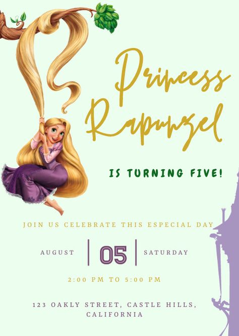 Rapunzel Birthday Invitation Template, Tangled Invitation Template, Tangled Invitations, Rapunzel Birthday Invitation, Birthday Tarpaulin Design, Tarpaulin Design, Rapunzel Birthday, Rapunzel Birthday Party, Tangled Birthday