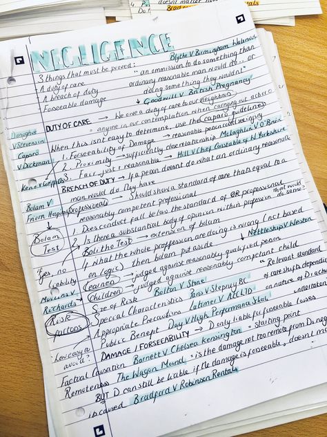 A-LEVELS// LAW //TORT // NEGLIGENCE Tort Law Negligence, Law A Level Notes, Tort Law Notes, A Level Law Revision, Law Of Torts Notes, Law Revision Notes, A Level Law Notes, Paralegal Notes, School Notes Ipad