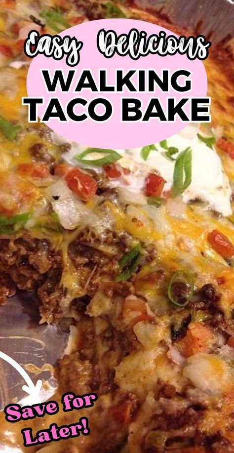 Walking Taco Casserole is cheesy, crunchy, savory, spicy and delicious! All your favorite taco flavors and textures in one scrumptiously easy Mexican hotdish!Ever eaten a walking taco? Or served them to a herd of hungry youth group kids? lol Walking tacos are a genius single-serve invention that makes it easy to enjoy all the taco flavor without the mess. Walking Taco Bake, Walking Tacos Recipe, Walking Taco Casserole, Chili Cheese Fritos, Walking Taco, Hotdish Recipes, Walking Tacos, Taco Fillings, Cheddar Cheese Soup