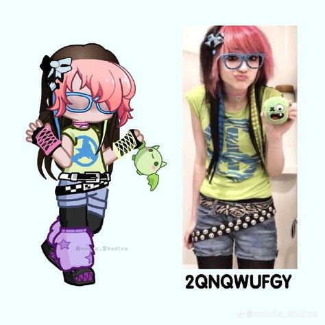 Scenecore Hair, Gacha Club 2 Outfits, Gacha Life 2 Outfits, Gl2 Ideas, Decora Outfits, Gacha Life Outfit, Space Buns Hair, Gl2 Codes, Gacha Clothes